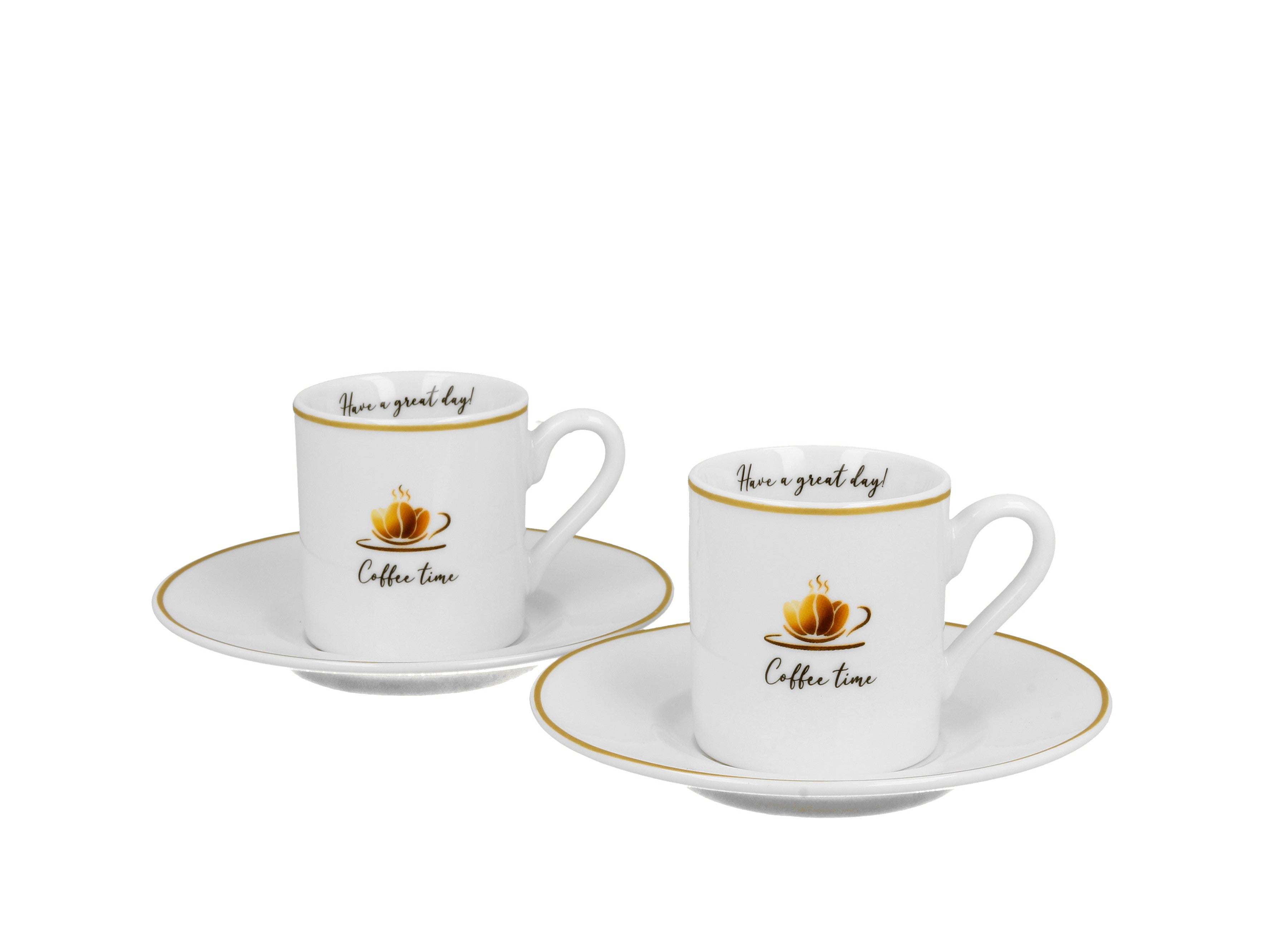 Set 2 cesti espresso cu farfurioare, Cofee Time 1, 100 ml, multicolor - Victoria home deco