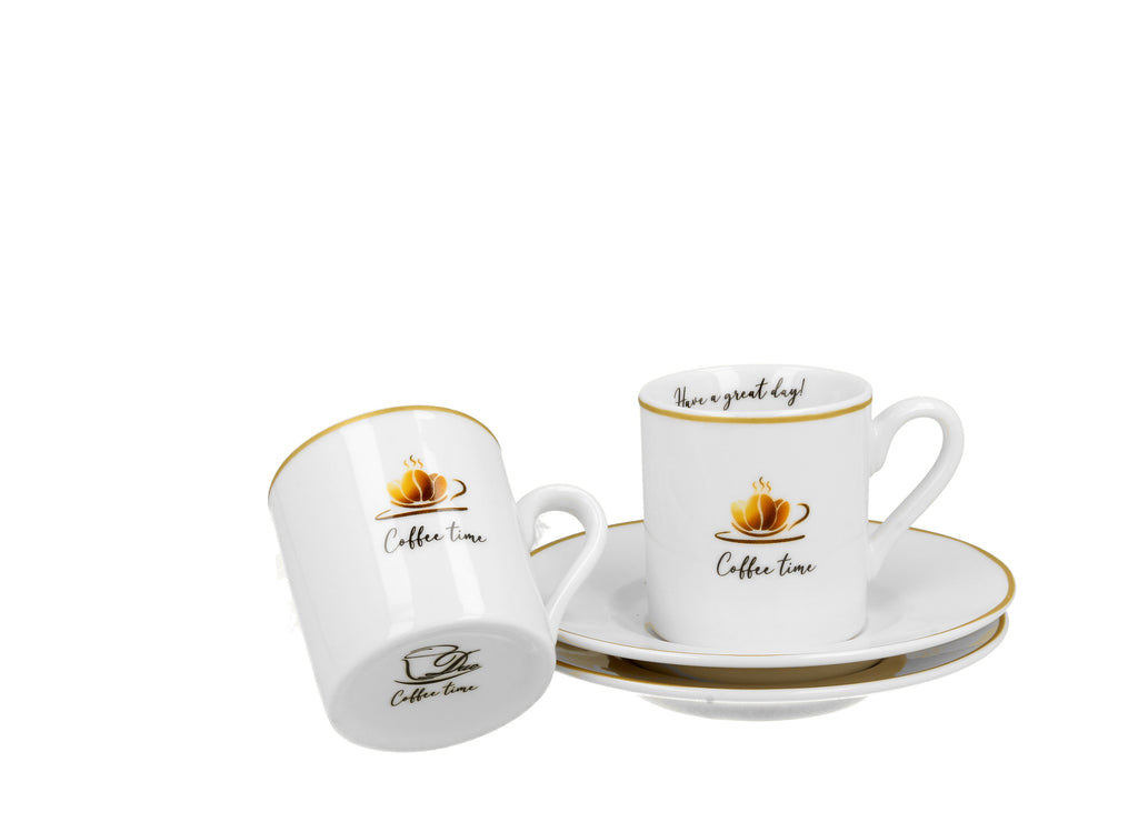 Set 2 cesti espresso cu farfurioare, Cofee Time 1, 100 ml, multicolor - Victoria home deco