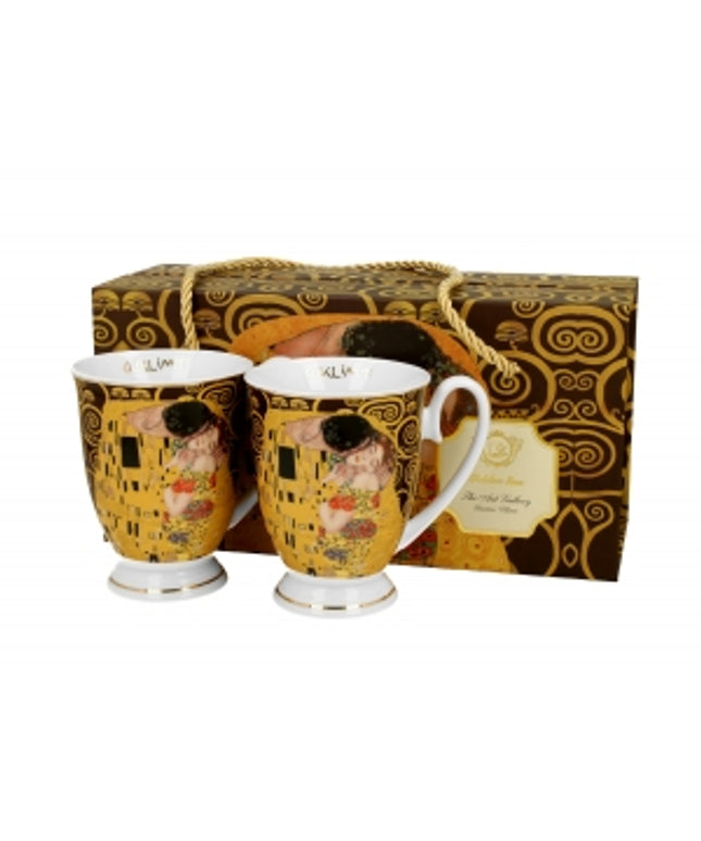 Set 2 cani regale Kiss-Brown inspirate de Klimt - Golden Line, 380 ml - Victoria home deco