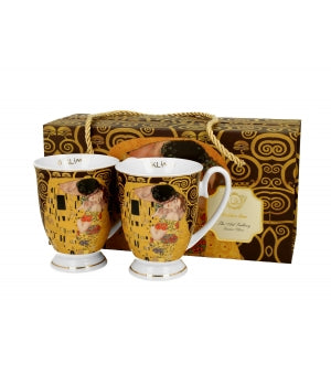 Set 2 cani regale Kiss-Brown inspirate de Klimt - Golden Line, 380 ml - Victoria home deco