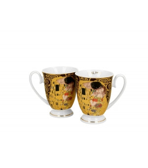 Set 2 cani regale Kiss-Brown inspirate de Klimt - Golden Line, 380 ml - Victoria home deco