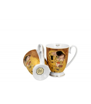 Set 2 cani regale Kiss-Clasic inspirate de Klimt - Golden Line, 380 ml - Victoria home deco