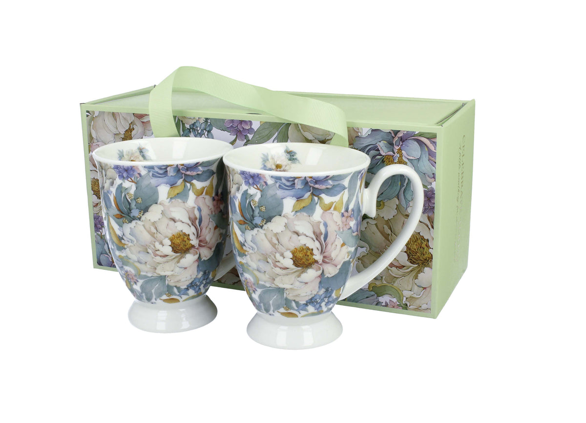 Un set de două căni regale PEONY WHITE  din seria Royal Flowers,340 ml