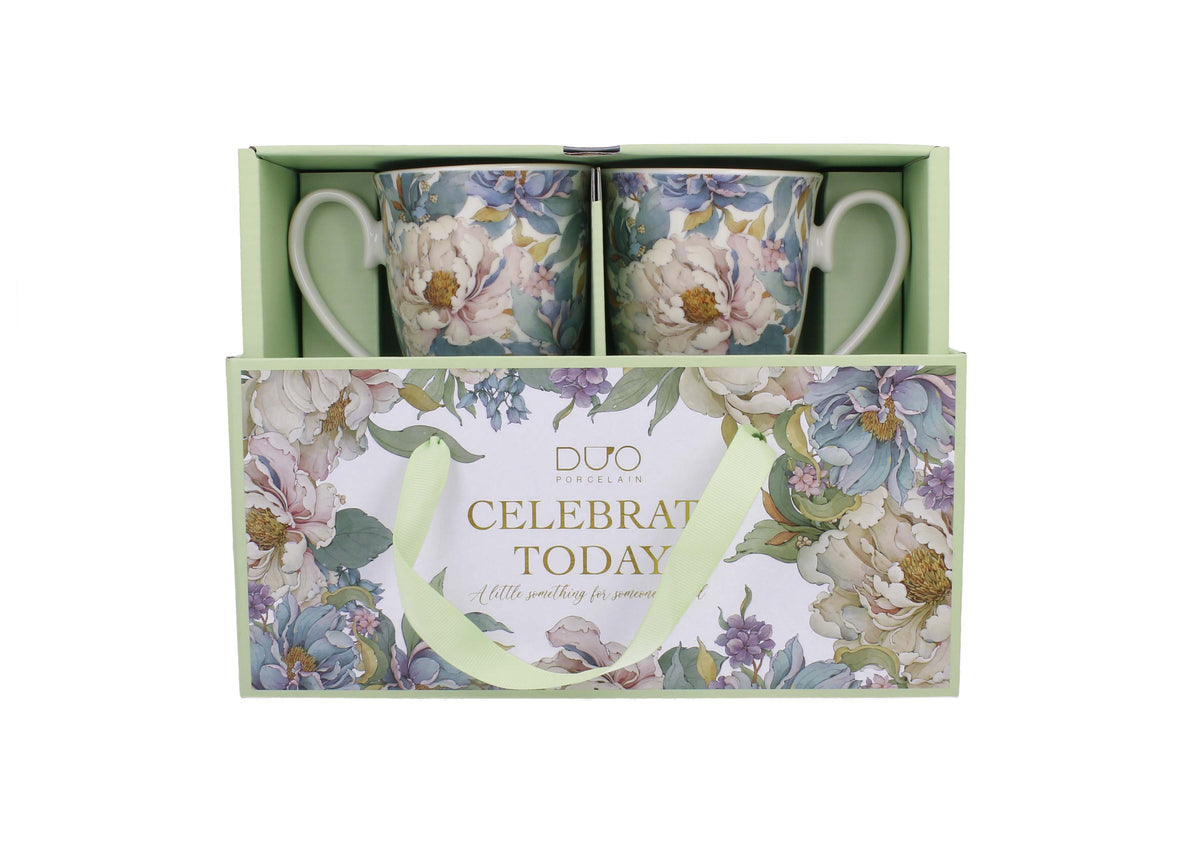 Un set de două căni regale PEONY WHITE  din seria Royal Flowers,340 ml