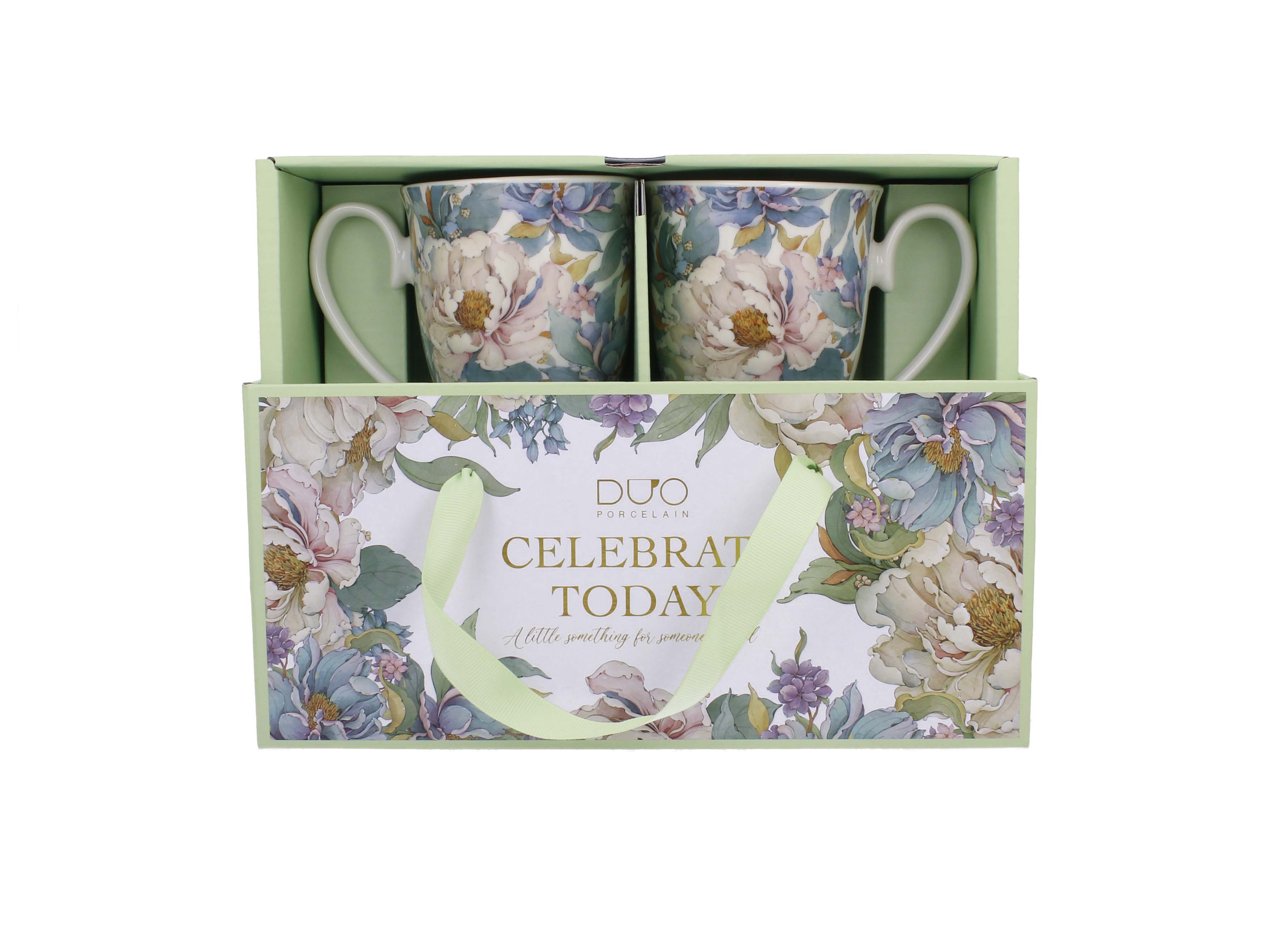 Un set de două căni regale PEONY WHITE  din seria Royal Flowers,340 ml