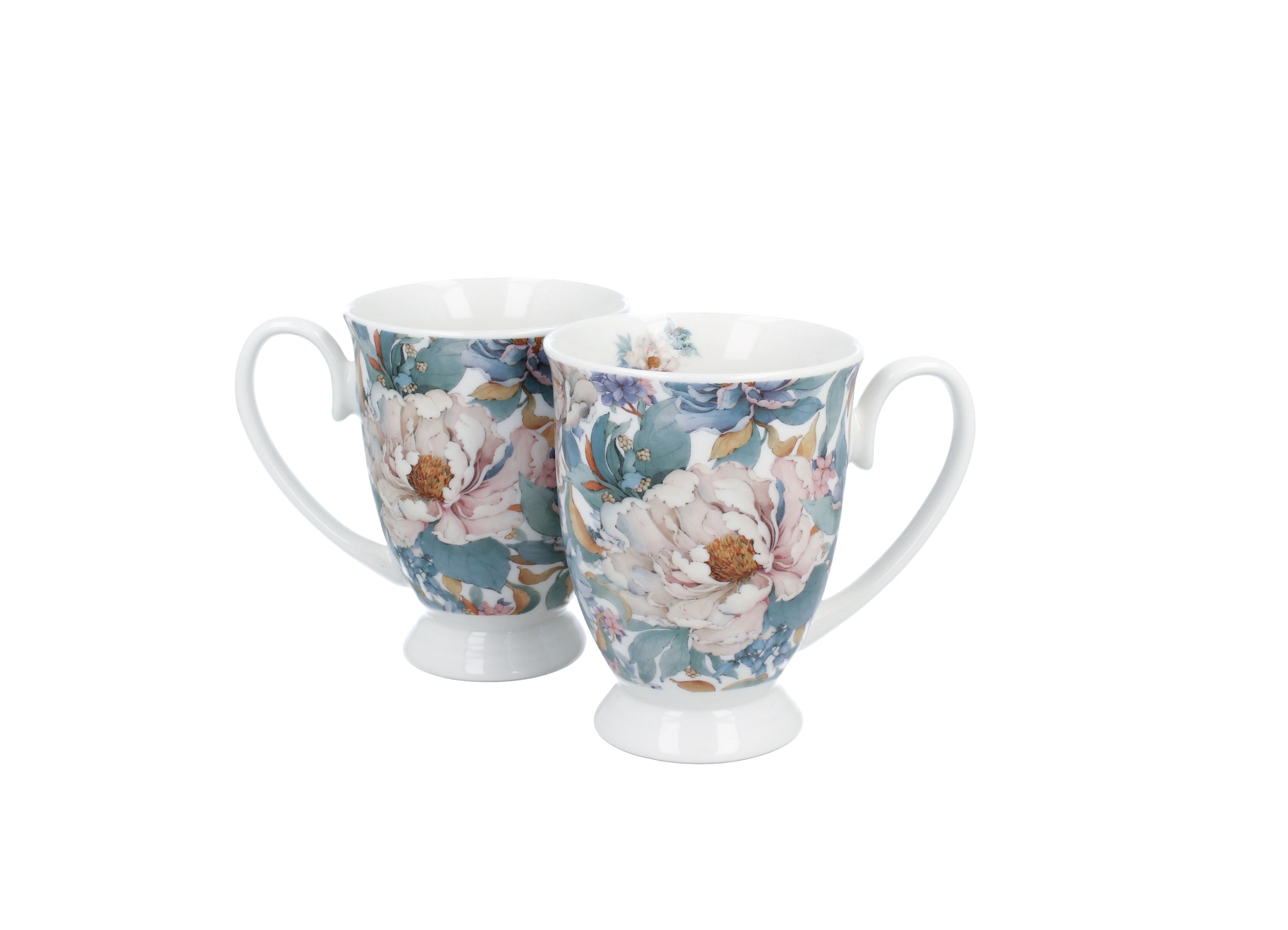 Un set de două căni regale PEONY WHITE  din seria Royal Flowers,340 ml