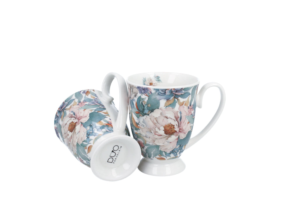 Un set de două căni regale PEONY WHITE  din seria Royal Flowers,340 ml