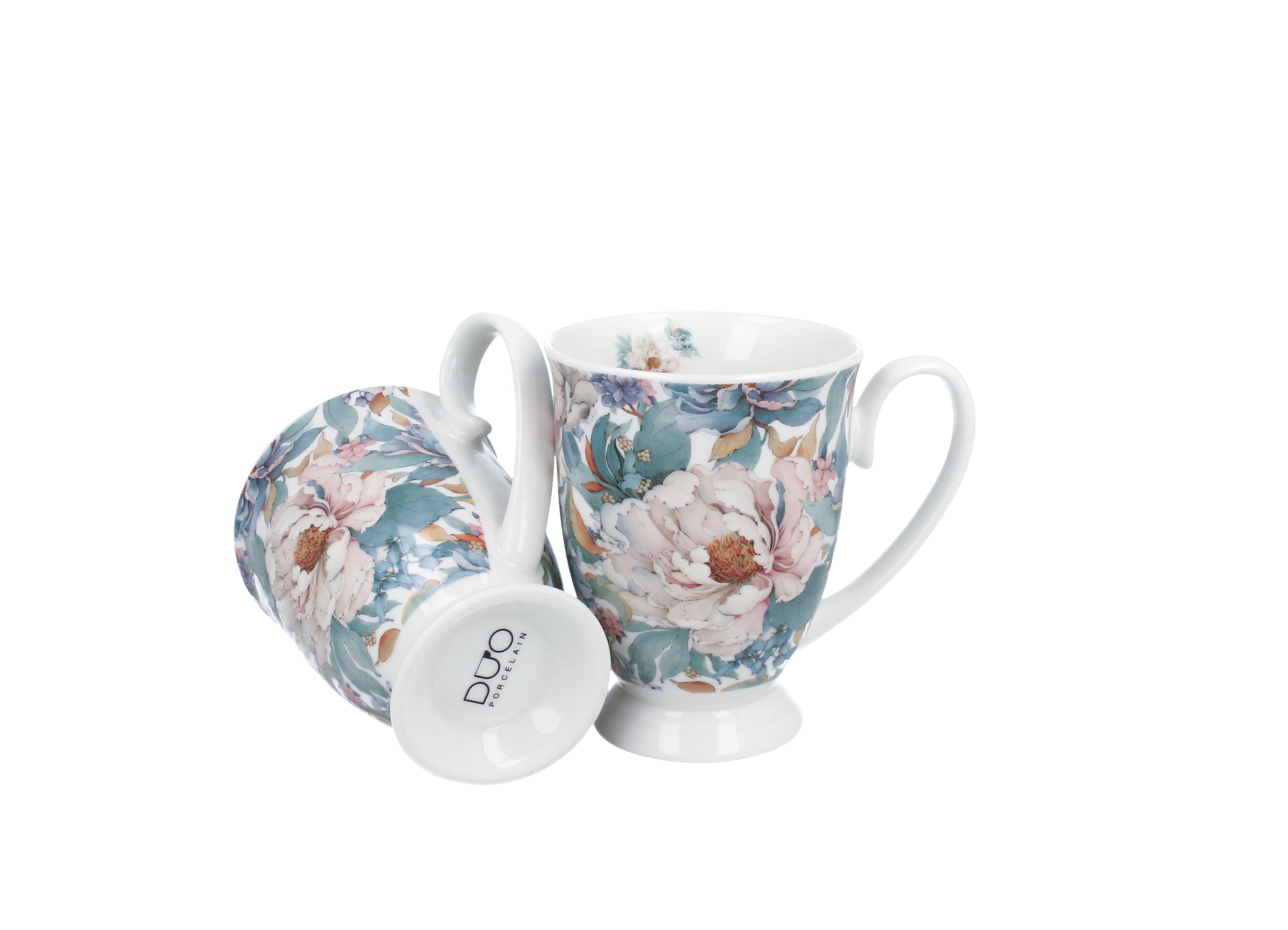 Un set de două căni regale PEONY WHITE  din seria Royal Flowers,340 ml