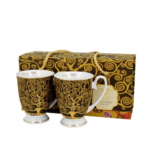 Set 2 cani regale Copacul vietii, inspirate de Klimt - Golden Line, 380 ml - Victoria home deco