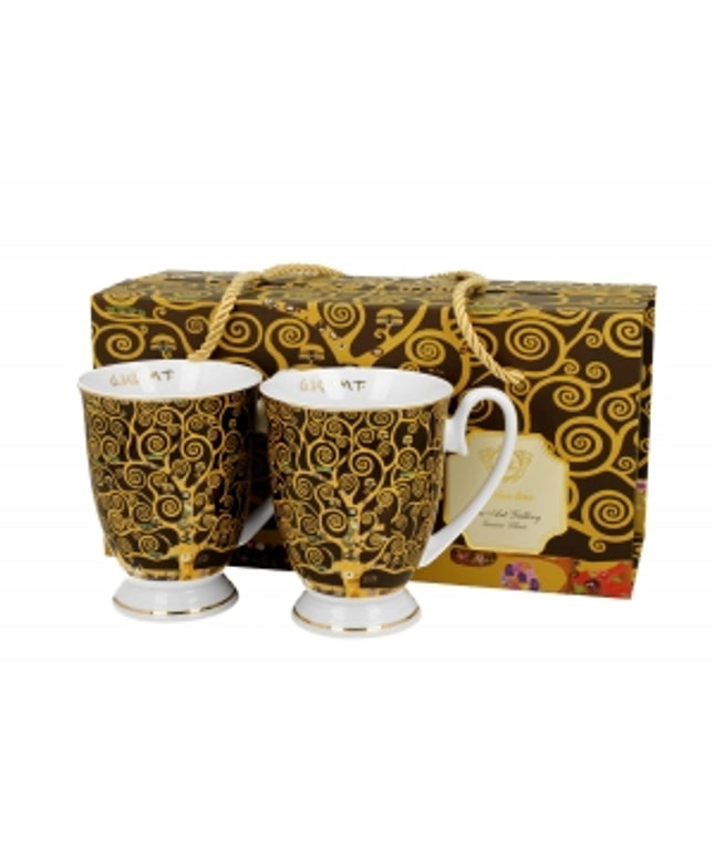 Set 2 cani regale Copacul vietii, inspirate de Klimt - Golden Line, 380 ml - Victoria home deco
