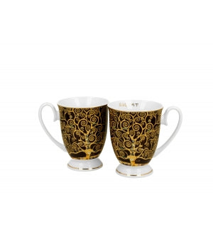Set 2 cani regale Copacul vietii, inspirate de Klimt - Golden Line, 380 ml - Victoria home deco