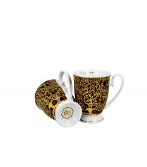 Set 2 cani regale Copacul vietii, inspirate de Klimt - Golden Line, 380 ml - Victoria home deco