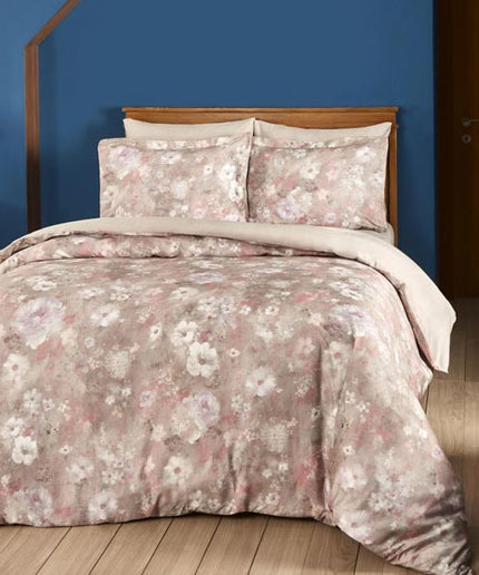 Set lenjerie pat dublu satin 6 piese, Tac, 240x260 cm, DELUX Digital Penon Pembe (Roz)