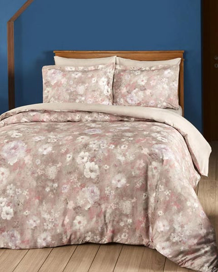Set lenjerie pat dublu satin 6 piese, Tac, 240x260 cm, DELUX Digital Penon Pembe (Roz)