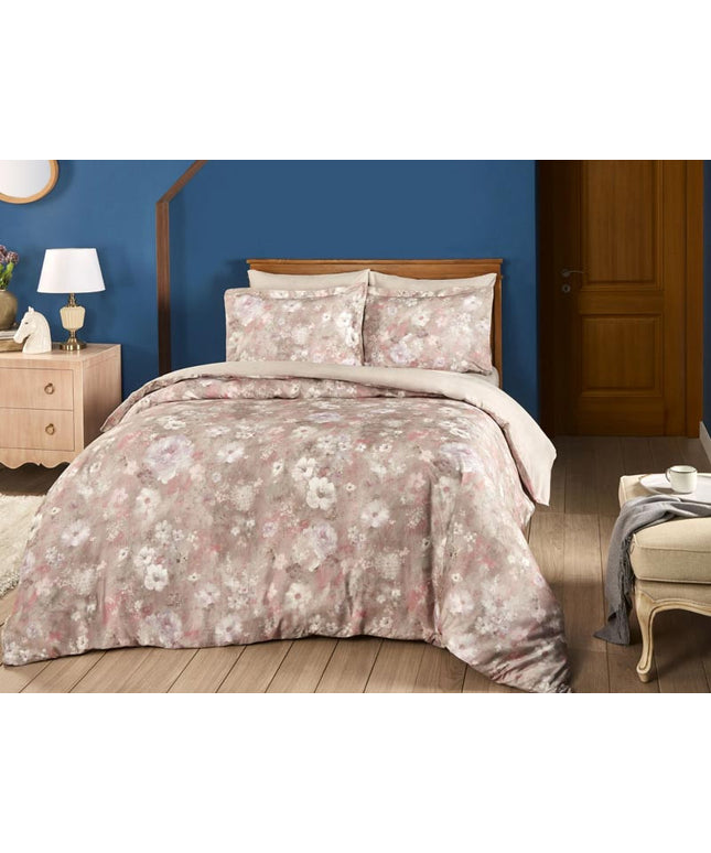 Set lenjerie pat dublu satin 6 piese, Tac, 240x260 cm, DELUX Digital Penon Pembe (Roz)