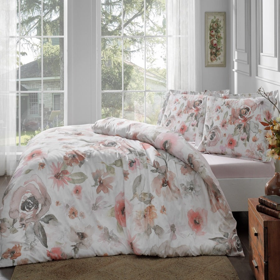 Set Lenjerie de pat dublu bumbac 100% satinat, 4 piese, 230x260 cm, TAC, Clara Somon - Victoria home deco