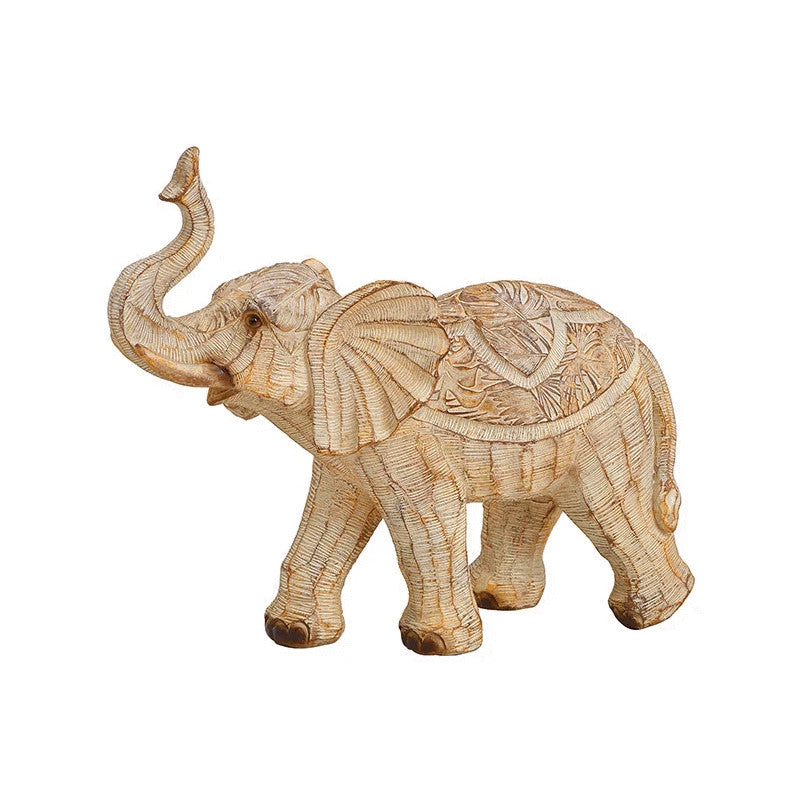 Decoratiune elefant, Inart, din rasina, Bej, 19x18x7 cm - Victoria home deco