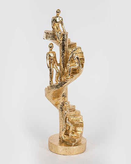 Statueta decorativa, aurie, oameni pe scari, 9.5x9.5x30.5cm