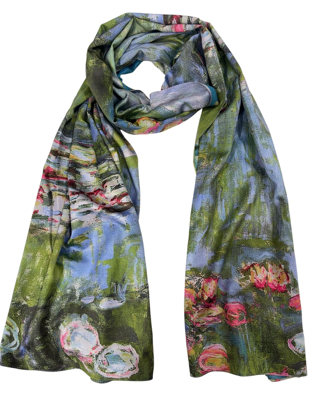 Esarfa tip sal doua fete pictata , matase, multicolora, 180x70cm (Copy)