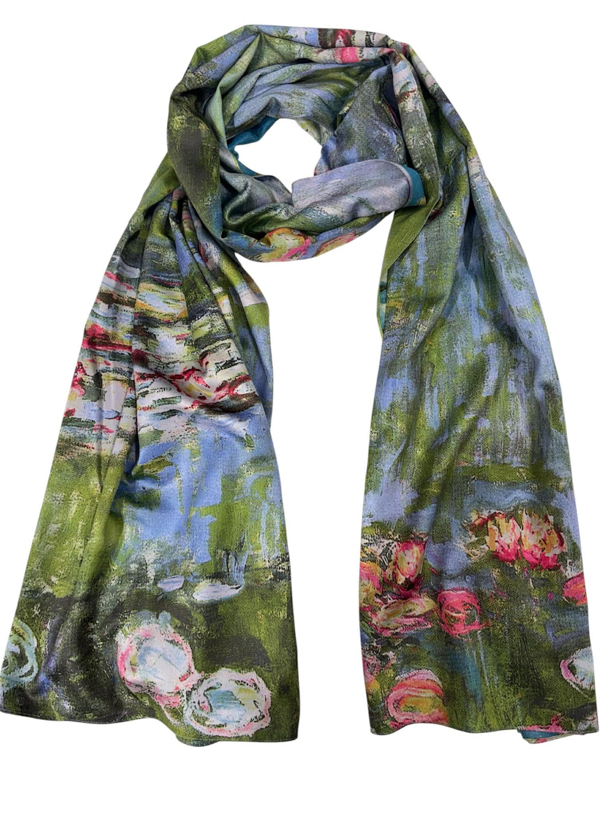 Esarfa tip sal doua fete pictata , matase, multicolora, 180x70cm (Copy)