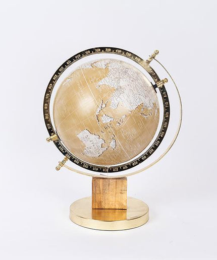 Decoratiune glob pamantesc, Gold, metal si plastic, 23x23x35 cm