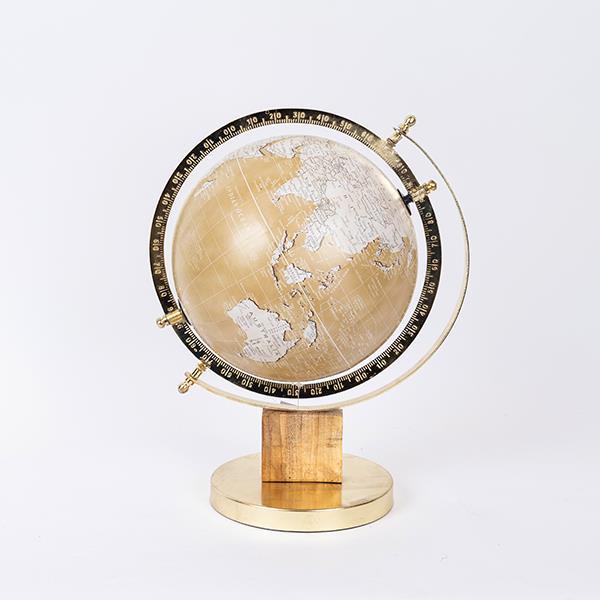 Decoratiune glob pamantesc, Gold, metal si plastic, 23x23x35 cm