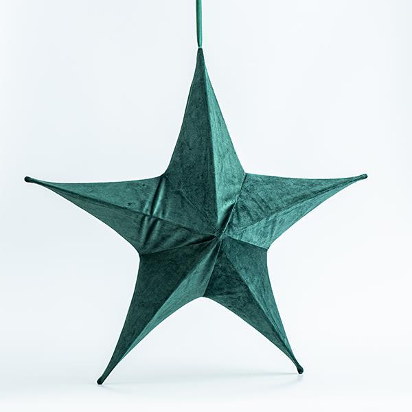 Decoratiune Craciun, Stea  poliester, verde inchis, 40x40x40cm