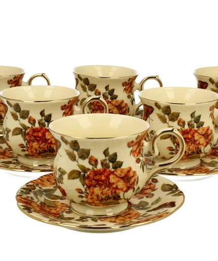 Set 6 cesti din portelan, 260 ml, Herbal Roses - Victoria home deco