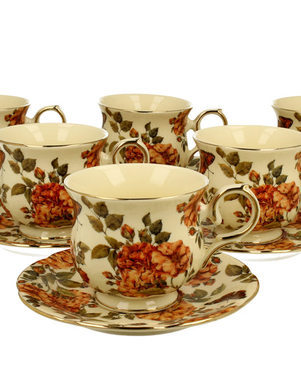 Set 6 cesti din portelan, 260 ml, Herbal Roses - Victoria home deco