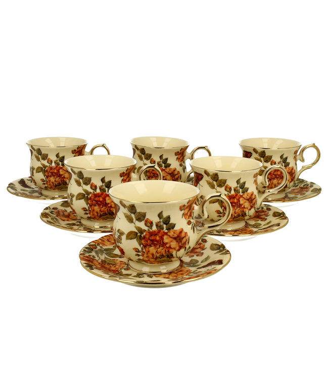 Set 6 cesti din portelan, 260 ml, Herbal Roses - Victoria home deco