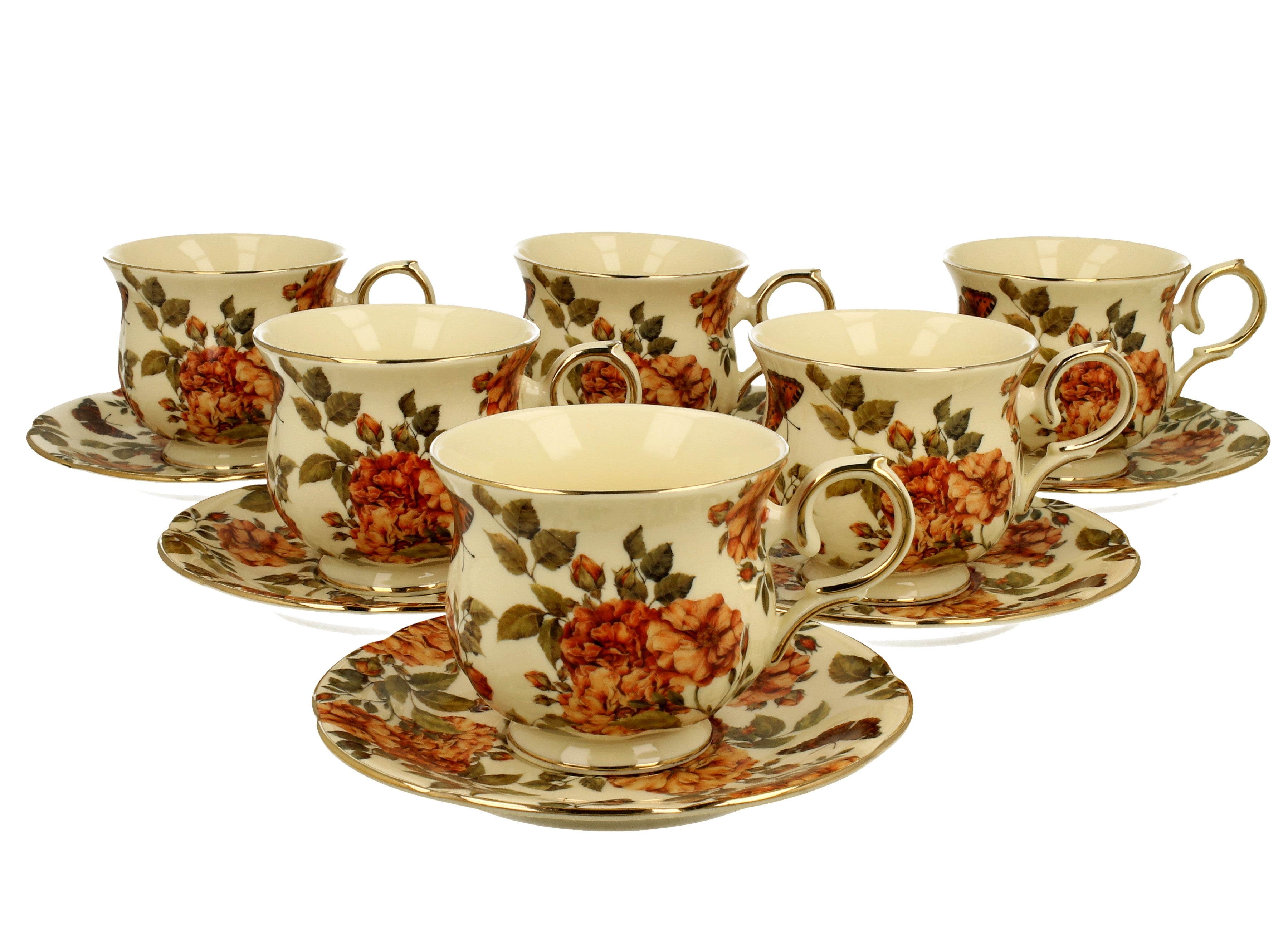 Set 6 cesti din portelan, 260 ml, Herbal Roses - Victoria home deco