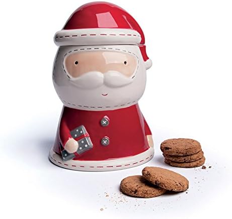 Borcan ceramic prajituri, Excelsa, Santa Claus, cu capac, de Craciun, 25x43 cm - Victoria home deco