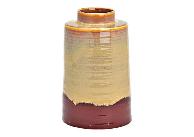 Vaza din portelan, G. Wurm, bej-maro, cu model, 10x15 cm - Victoria home deco