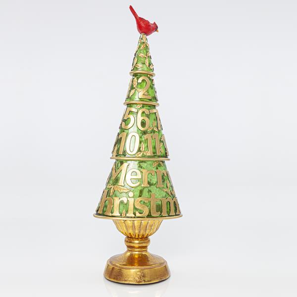 Brad decorativ de masă  16x13x50, 5 cm verde-auriu