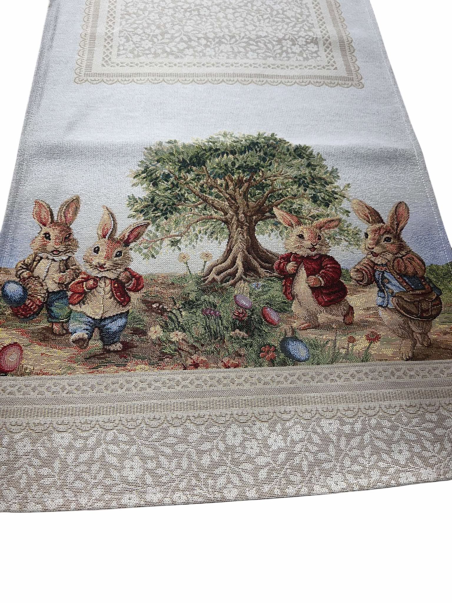Napron decorativ de Paste cu iepurasi 40x140 cm
