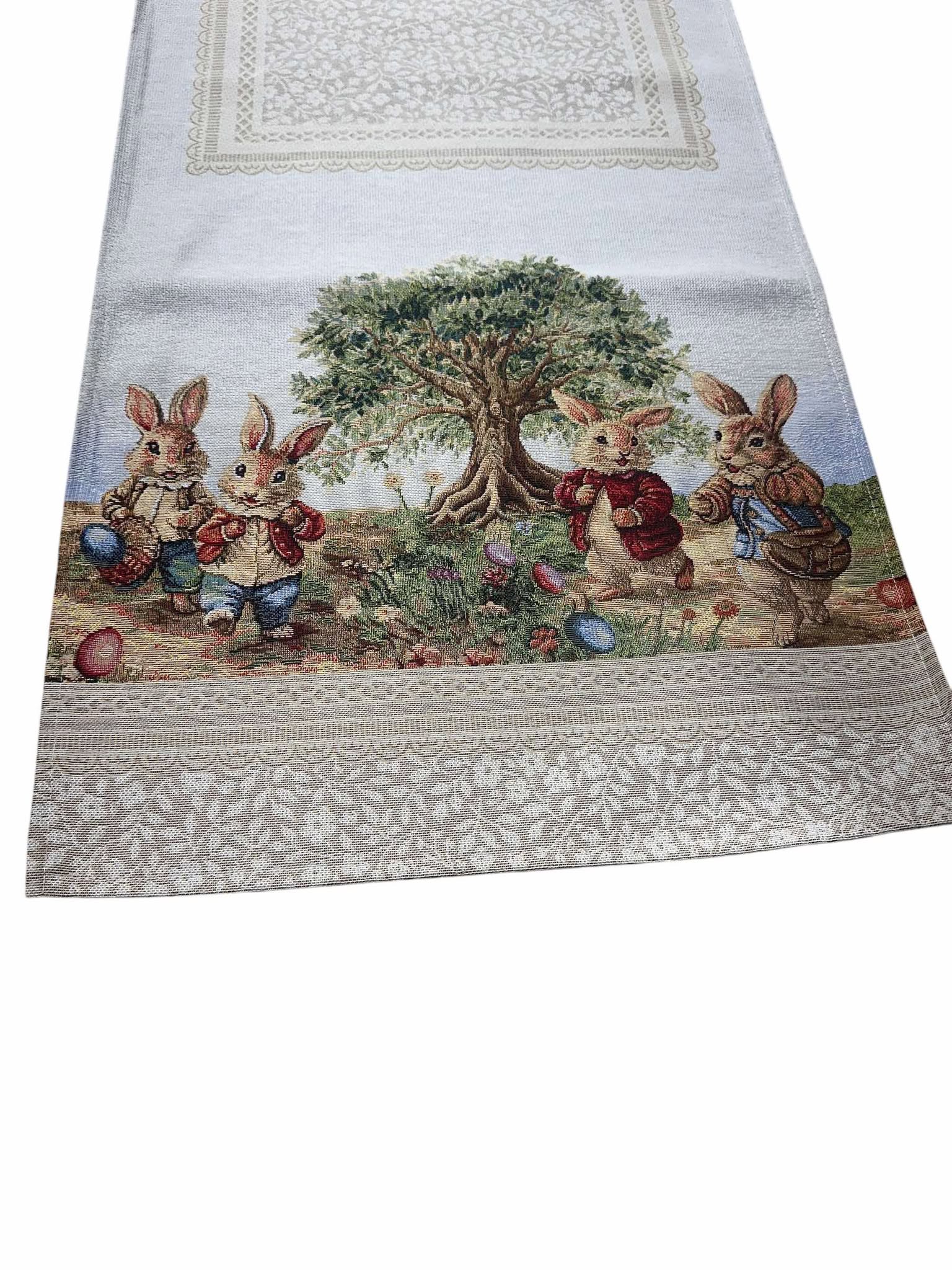 Napron decorativ de Paste cu iepurasi 40x140 cm