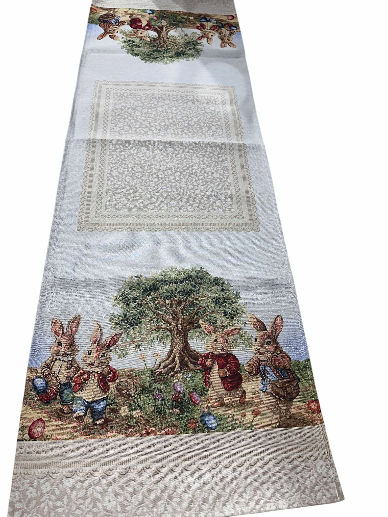 Napron decorativ de Paste cu iepurasi 40x140 cm