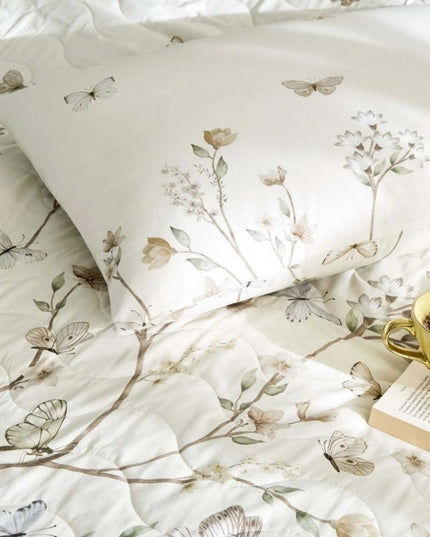 Set de pat dublu 4 anotimpuri, 100% bumbac ranforce, cuvertura 220x230 cm si cearceaf pat 240x260cm, 4 piese, TAC, Bonnie