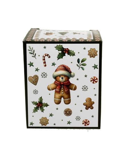 Cana cu infuzor pentru ceai, design Ursulet de Craciun cu fes si esarfa, 360 ml, alb-multicolor - Victoria home deco
