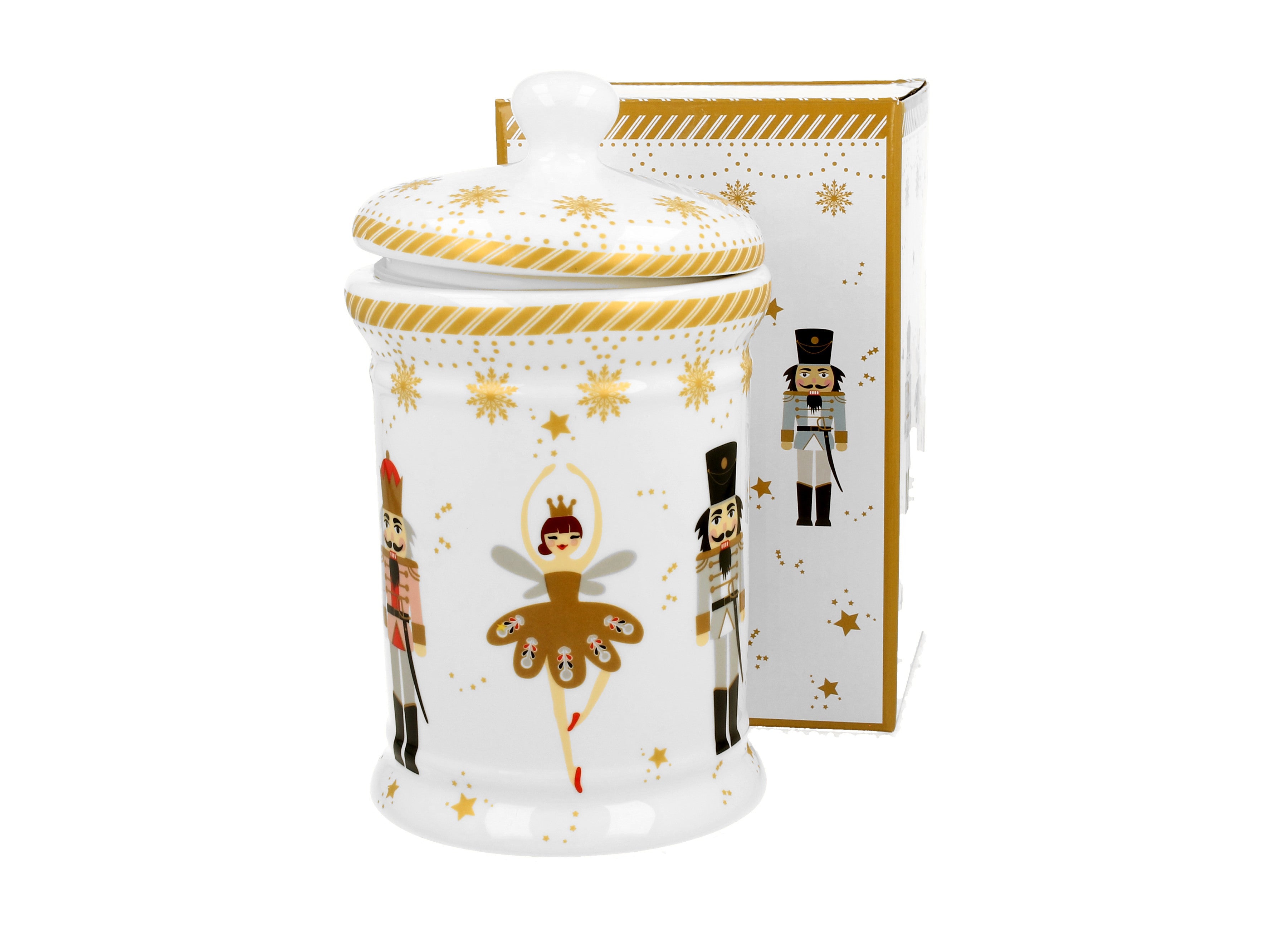 Borcan pentru prajituri, cu capac, design balerina de Craciun, 800 ml - Victoria home deco