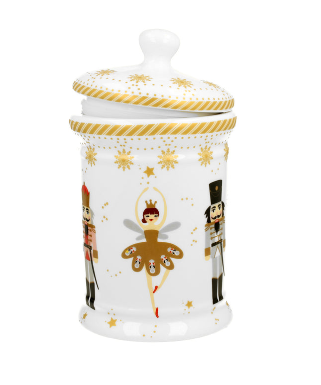 Borcan pentru prajituri, cu capac, design balerina de Craciun, 800 ml - Victoria home deco
