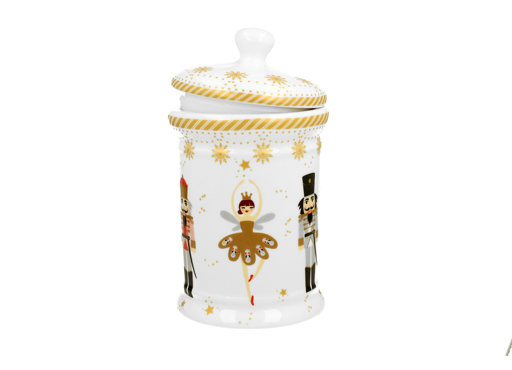 Borcan pentru prajituri, cu capac, design balerina de Craciun, 800 ml - Victoria home deco