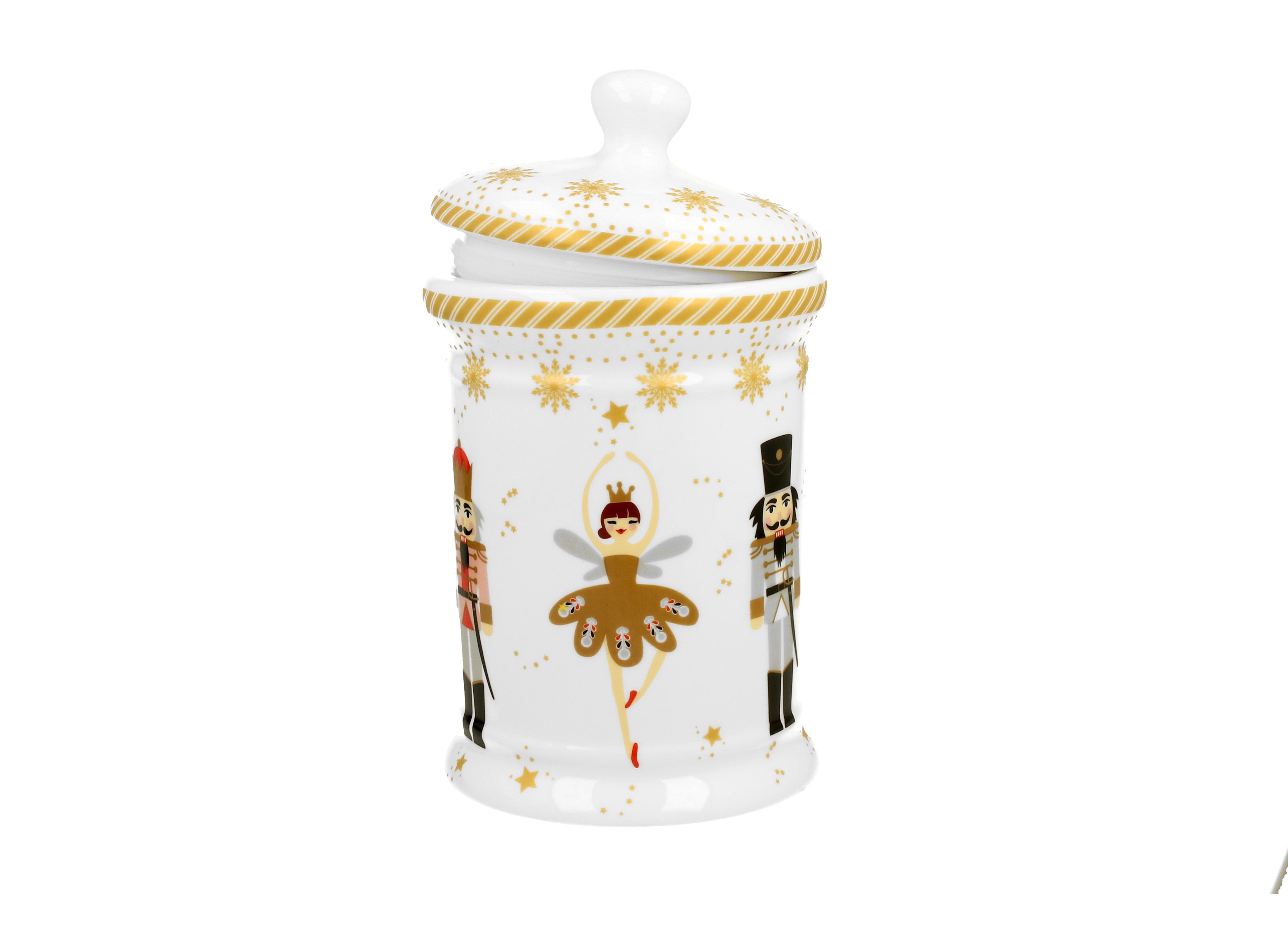 Borcan pentru prajituri, cu capac, design balerina de Craciun, 800 ml - Victoria home deco
