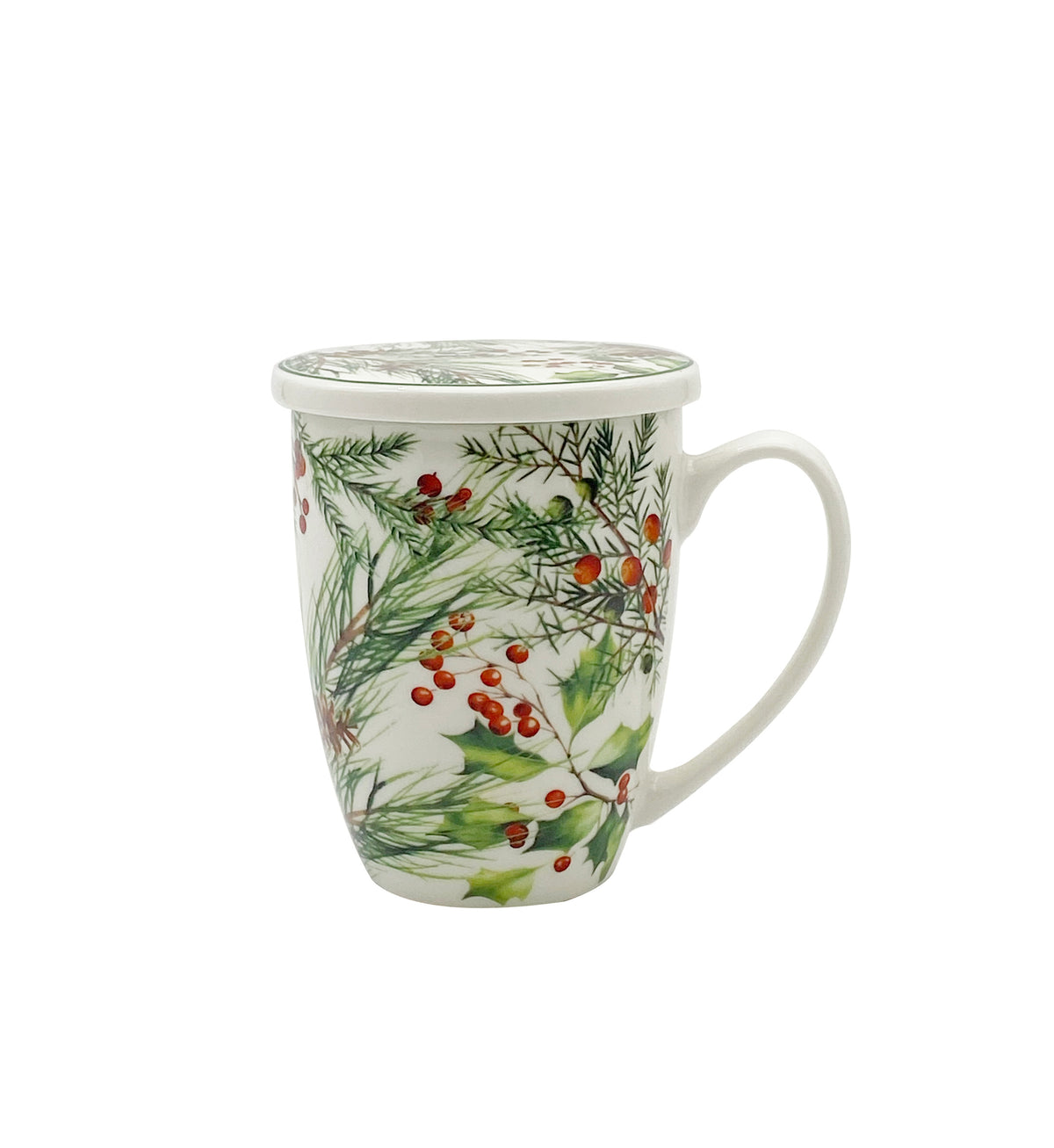 Cana cu infuzor pentru ceai, design Christams Leaves, 360 ml