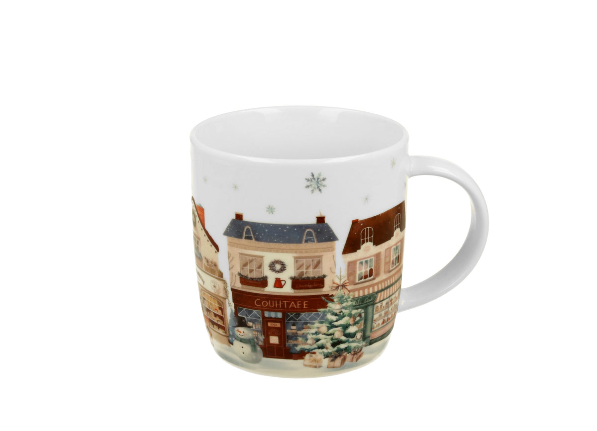 Cana 400 ml, de Craciun, in cutie brad, Chrismas City 2, multicolor
