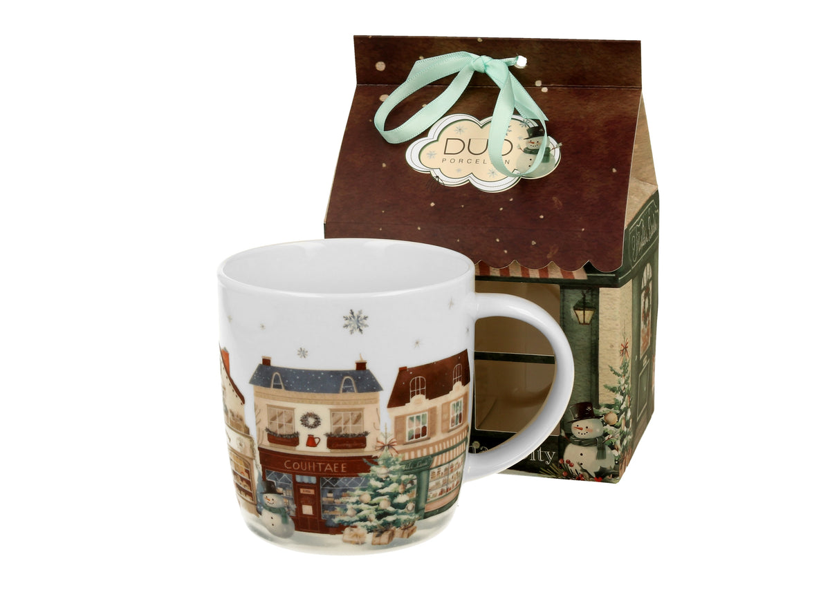 Cana 400 ml, de Craciun, in cutie casa, Chrismas City 2, multicolor