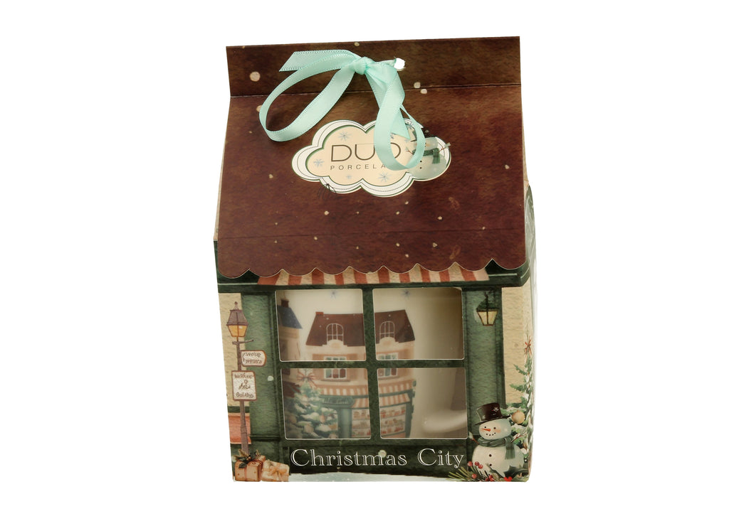 Cana 400 ml, de Craciun, in cutie casa, Chrismas City 2, multicolor