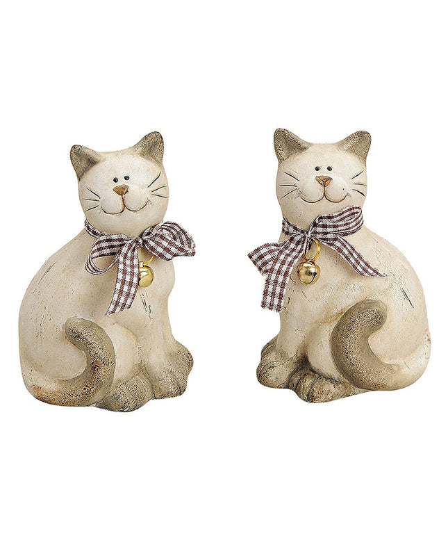 Set 2 decoratiuni pisici din lut, 7x11 cm - Victoria home deco