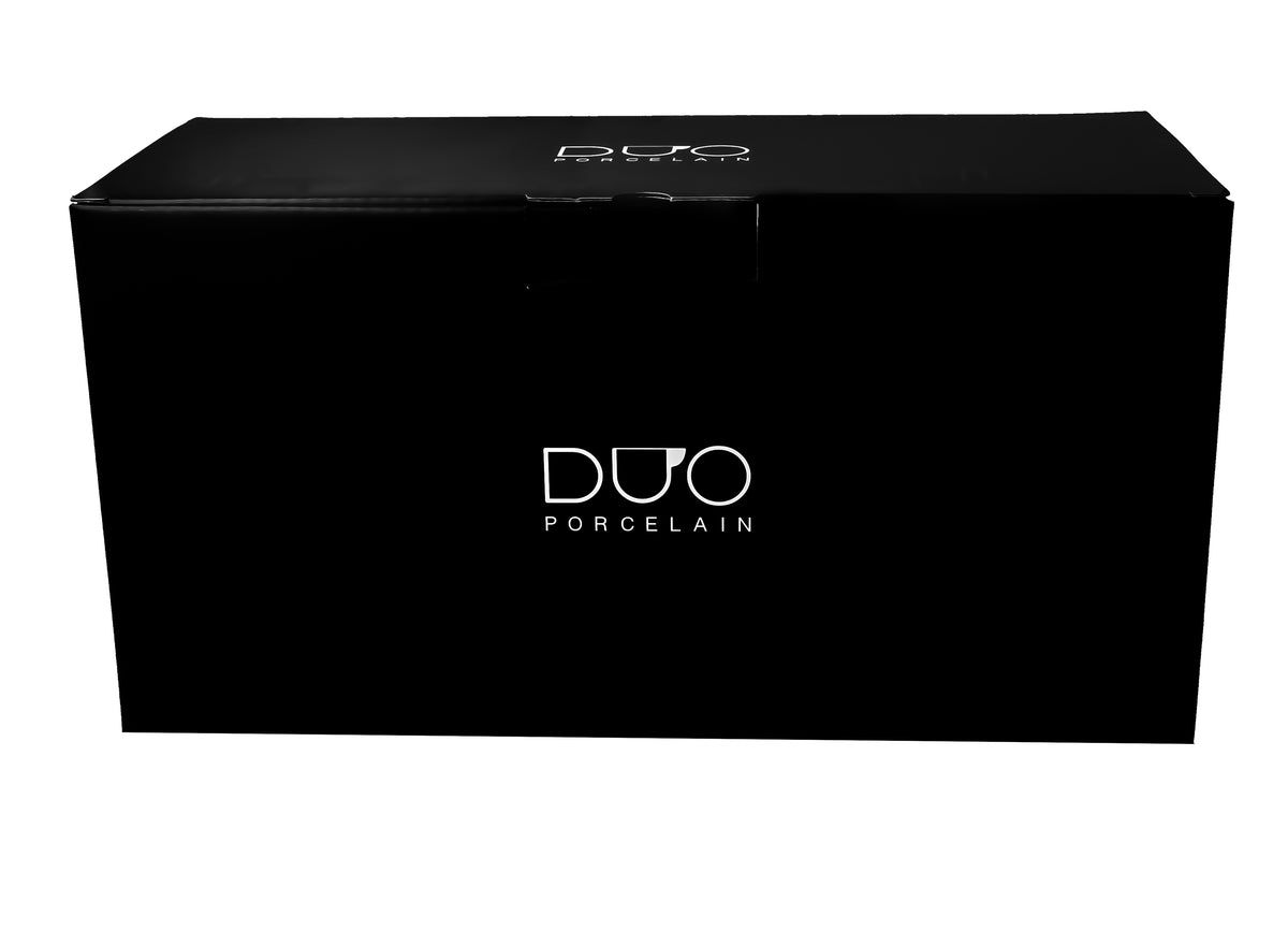 Set 6 cesti cu farfurie, DUO Raphael, portelan, 240ml, albe