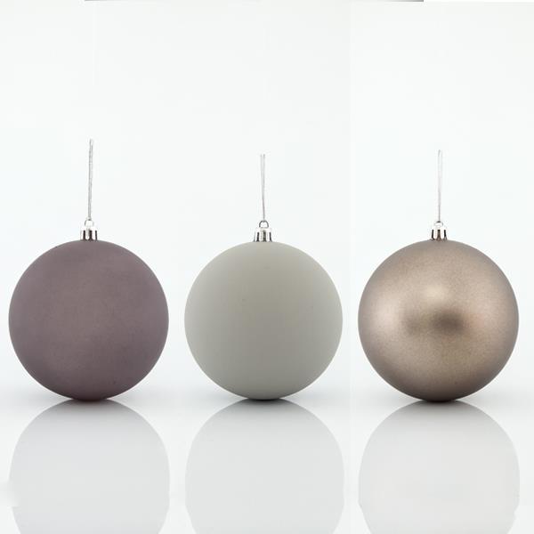 Set 6 globuri Craciun EUROLAMP, plastic, gri-ambre, 10cm